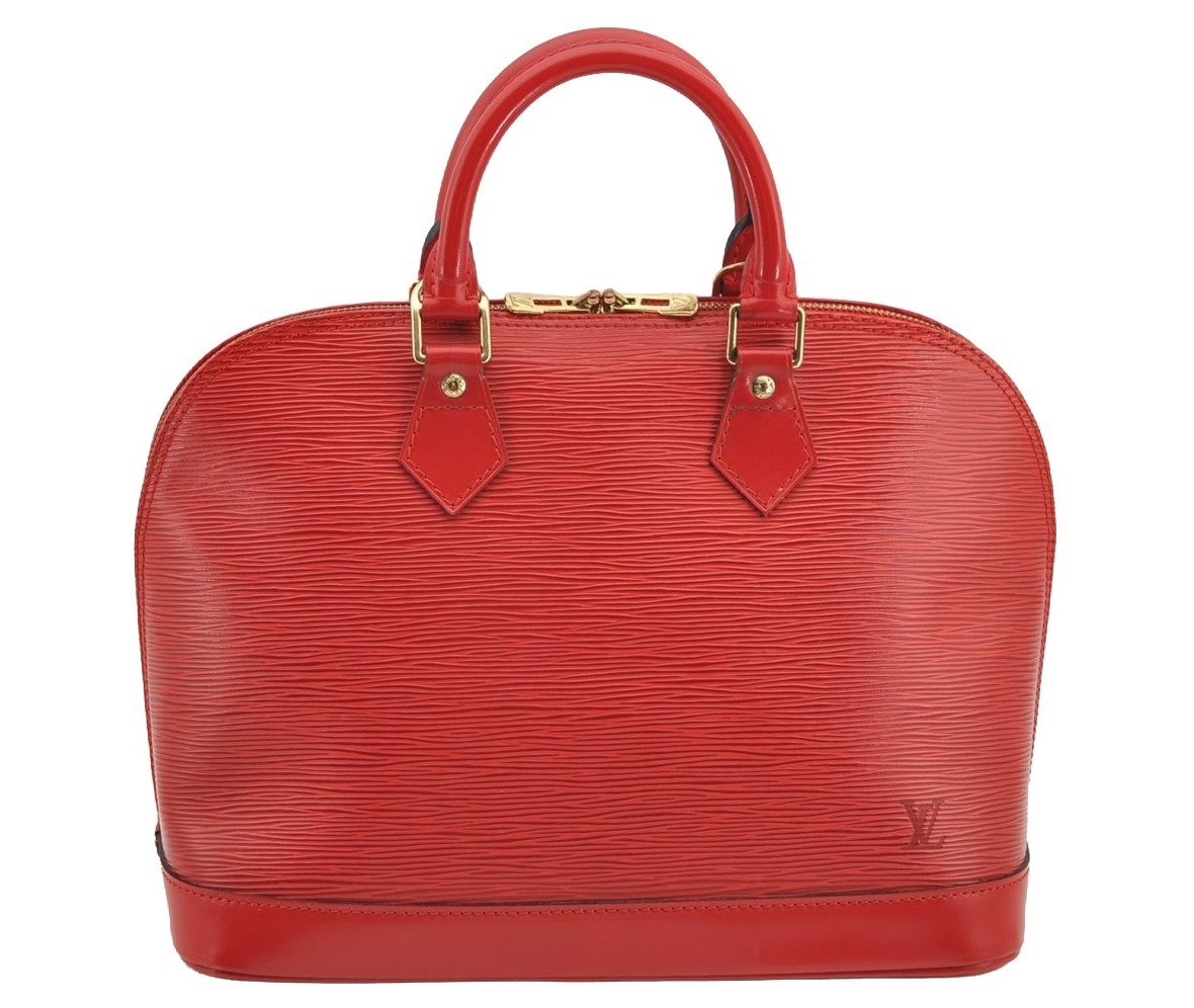 Authentic Louis Vuitton Epi Alma PM Hand Bag Red M52147 LV 4859I