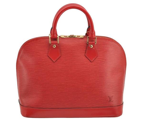 Authentic Louis Vuitton Epi Alma PM Hand Bag Red M52147 LV 4859I