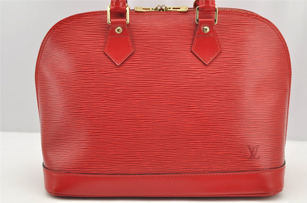 Authentic Louis Vuitton Epi Alma PM Hand Bag Red M52147 LV 4859I