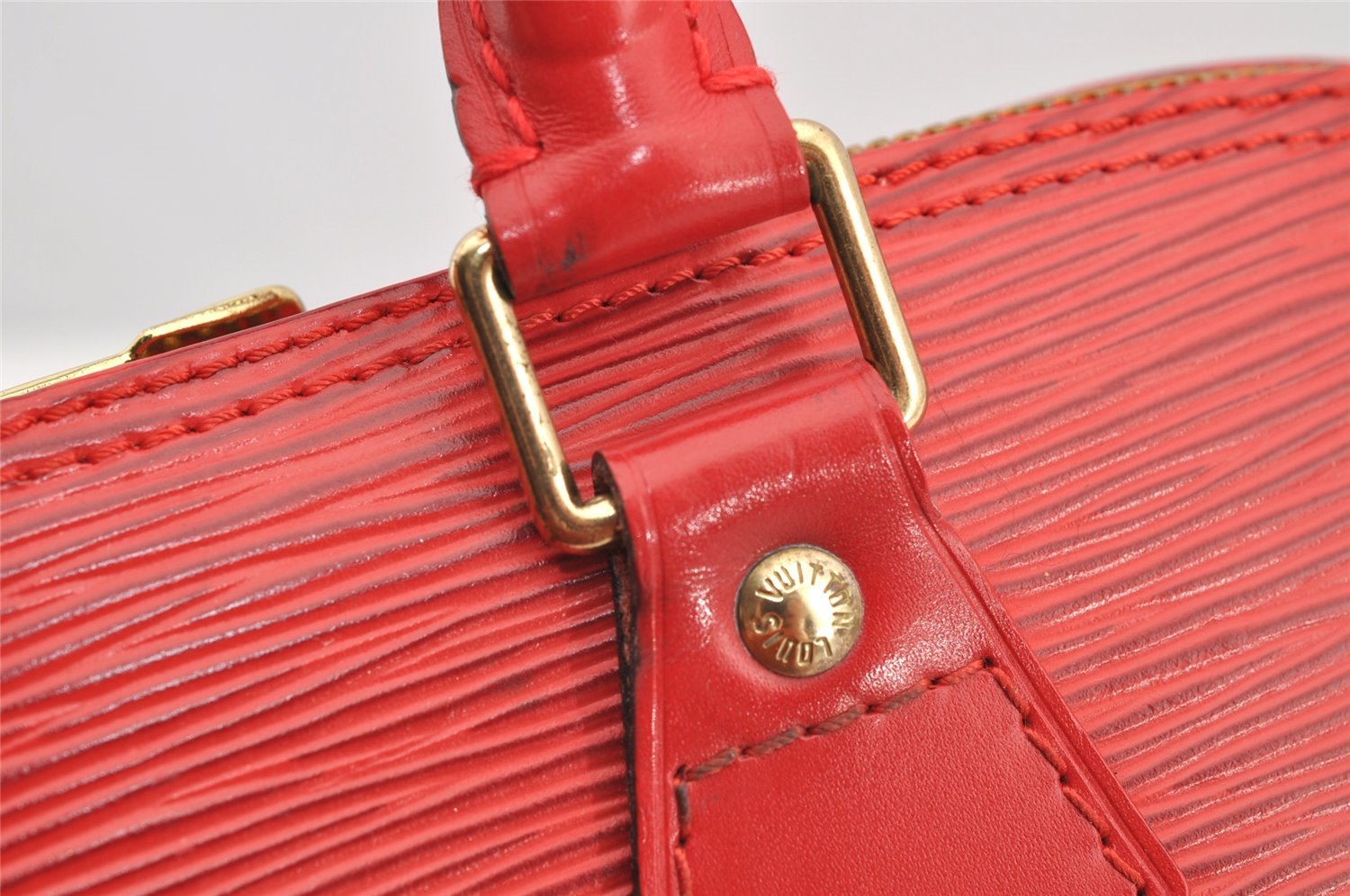 Authentic Louis Vuitton Epi Alma PM Hand Bag Red M52147 LV 4859I