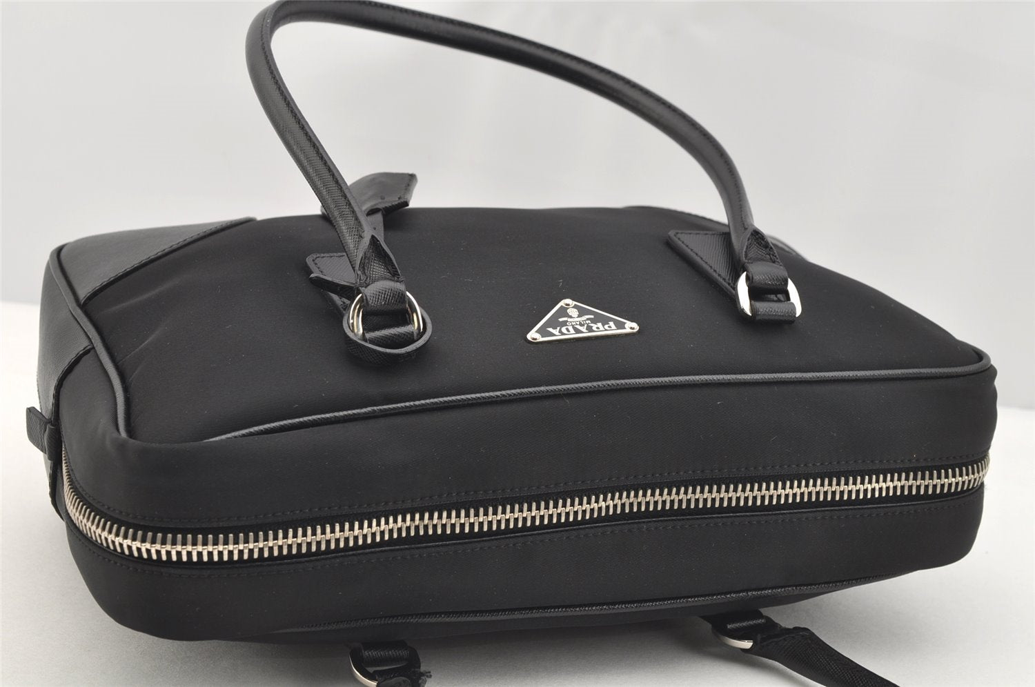 Authentic PRADA Nylon Tessuto Saffiano Leather Shoulder Hand Bag Black 4860I