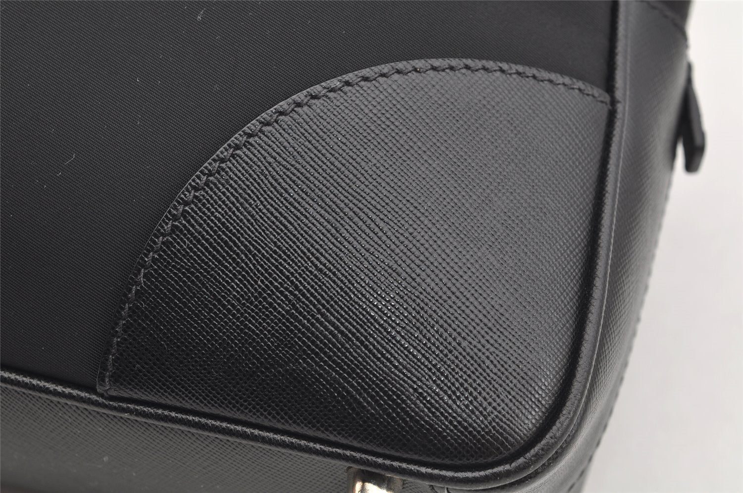 Authentic PRADA Nylon Tessuto Saffiano Leather Shoulder Hand Bag Black 4860I