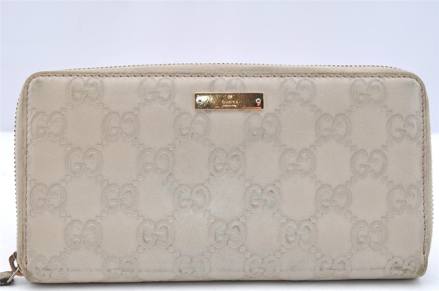 Authentic GUCCI Guccissima GG Leather Long Wallet Purse 112724 White 4863I