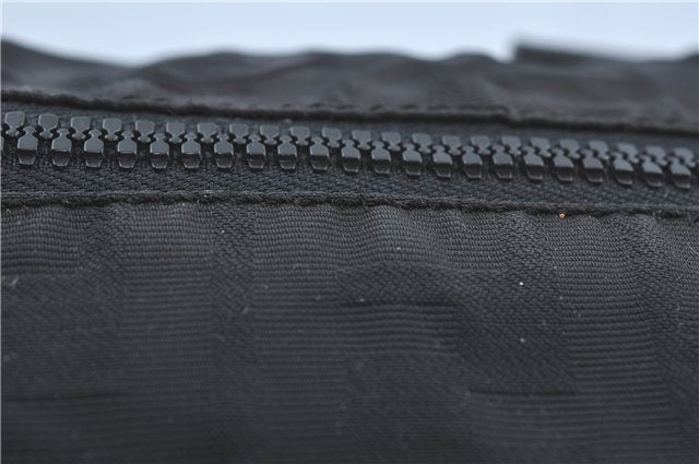 Authentic FENDI Zucca Travel Boston Bag Nylon Leather Black 4865A