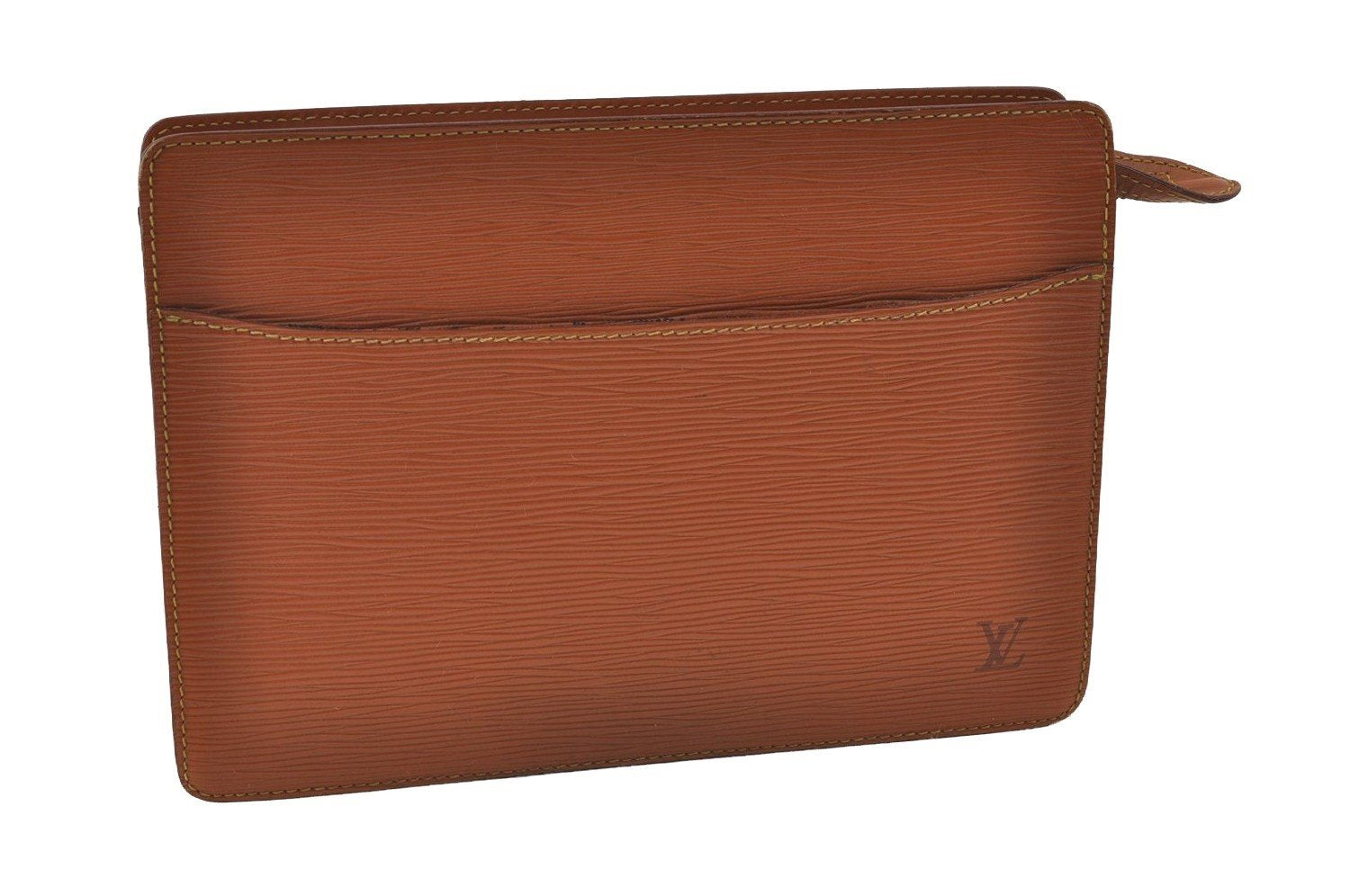 Authentic Louis Vuitton Epi Pochette Homme Clutch Hand Bag Brown M52528 LV 4865I