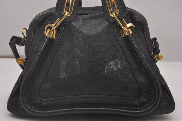 Authentic Chloe Paraty Vintage 2Way Shoulder Hand Bag Purse Leather Black 4866I
