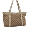 Authentic GUCCI Abbey Shoulder Tote Bag GG Canvas Leather 141470 Brown 4867I