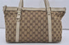 Authentic GUCCI Abbey Shoulder Tote Bag GG Canvas Leather 141470 Brown 4867I