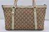 Authentic GUCCI Abbey Shoulder Tote Bag GG Canvas Leather 141470 Brown 4867I