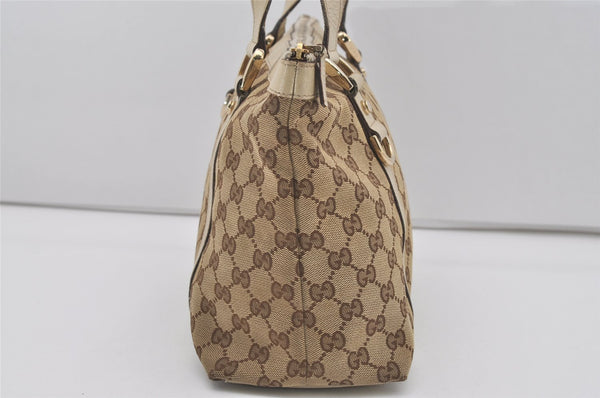 Authentic GUCCI Abbey Shoulder Tote Bag GG Canvas Leather 141470 Brown 4867I