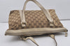 Authentic GUCCI Abbey Shoulder Tote Bag GG Canvas Leather 141470 Brown 4867I