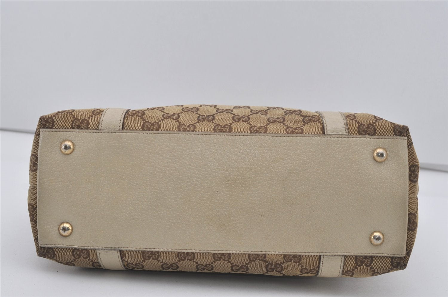 Authentic GUCCI Abbey Shoulder Tote Bag GG Canvas Leather 141470 Brown 4867I