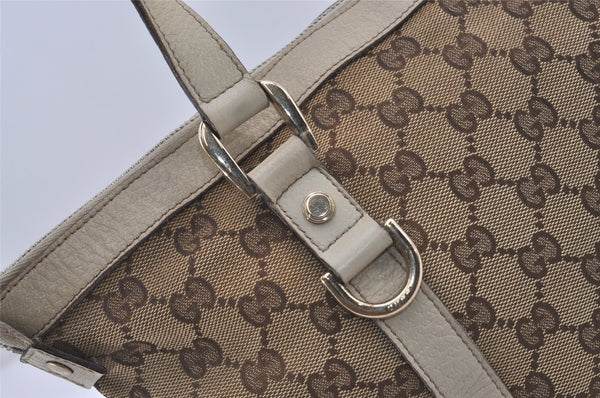 Authentic GUCCI Abbey Shoulder Tote Bag GG Canvas Leather 141470 Brown 4867I