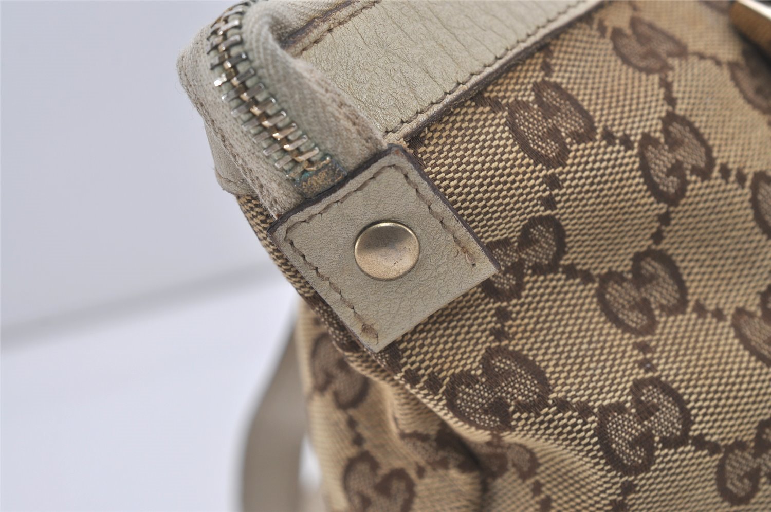 Authentic GUCCI Abbey Shoulder Tote Bag GG Canvas Leather 141470 Brown 4867I