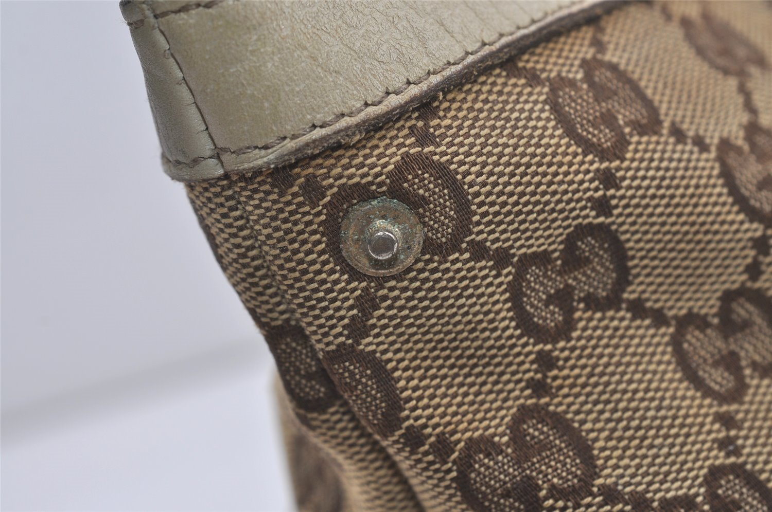 Authentic GUCCI Abbey Shoulder Tote Bag GG Canvas Leather 141470 Brown 4867I