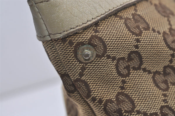 Authentic GUCCI Abbey Shoulder Tote Bag GG Canvas Leather 141470 Brown 4867I