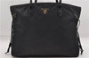 Auth PRADA Tessuto Vernice Nylon Leather Shoulder Tote Bag BR3923 Black 4869D