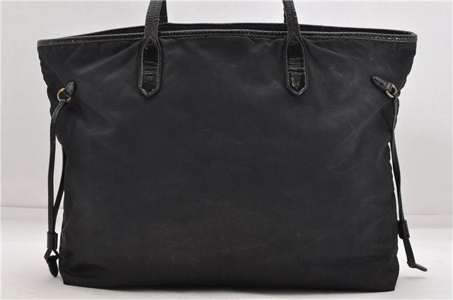 Auth PRADA Tessuto Vernice Nylon Leather Shoulder Tote Bag BR3923 Black 4869D