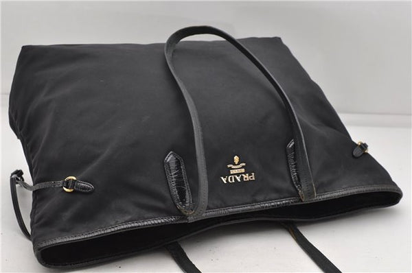 Auth PRADA Tessuto Vernice Nylon Leather Shoulder Tote Bag BR3923 Black 4869D