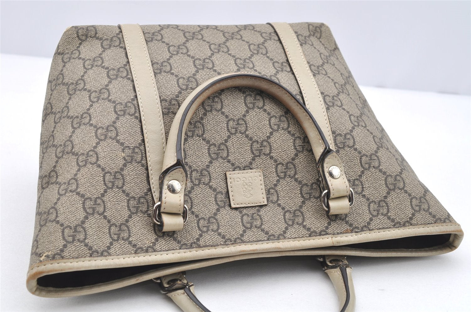 Authentic GUCCI Children's GG PVC Leather Tote Hand Bag Purse 297557 Brown 4869I