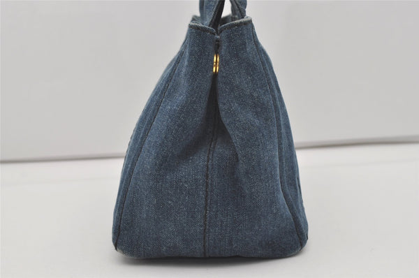 Authentic PRADA Canapa SS Vintage Denim 2Way Shoulder Hand Bag Blue 4870I