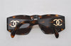 Authentic CHANEL Vintage Sunglasses CoCo Mark Plastic 01451 Brown Junk 4871I