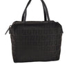 Authentic FENDI Vintage Zucchino Hand Bag Purse Canvas Leather Brown 4873I