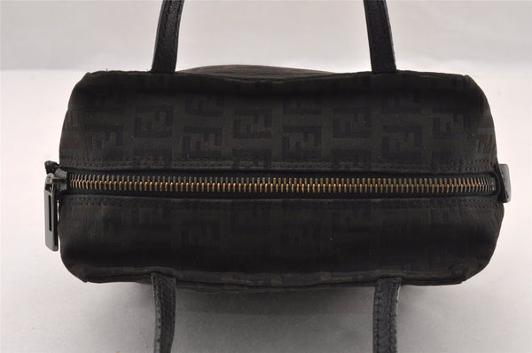 Authentic FENDI Vintage Zucchino Hand Bag Purse Canvas Leather Brown 4873I