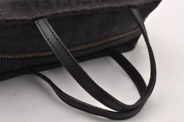 Authentic FENDI Vintage Zucchino Hand Bag Purse Canvas Leather Brown 4873I
