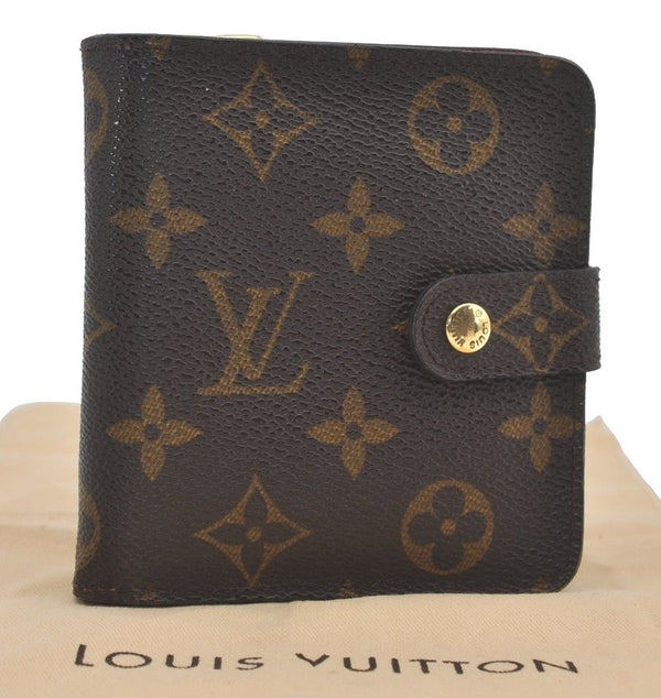 Authentic Louis Vuitton Monogram Compact Zip Bifold Wallet Purse M61667 LV 4874I