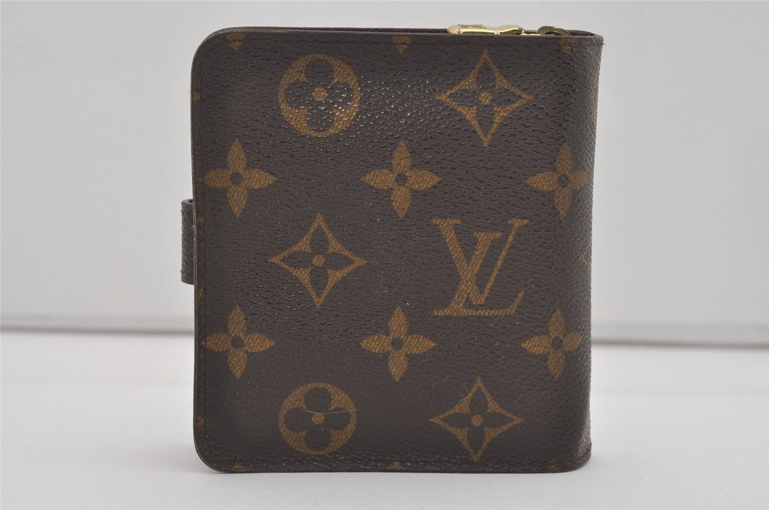 Authentic Louis Vuitton Monogram Compact Zip Bifold Wallet Purse M61667 LV 4874I