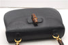 Authentic GUCCI Vintage Bamboo Shoulder Hand Bag Purse Leather Navy Blue 4875F