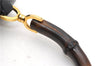 Authentic GUCCI Vintage Bamboo Shoulder Hand Bag Purse Leather Navy Blue 4875F