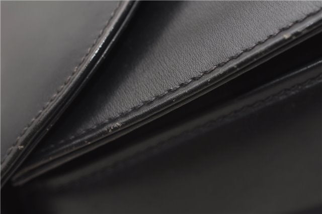 Authentic GUCCI Vintage Bamboo Shoulder Hand Bag Purse Leather Navy Blue 4875F