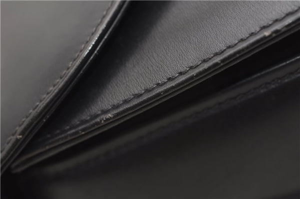 Authentic GUCCI Vintage Bamboo Shoulder Hand Bag Purse Leather Navy Blue 4875F