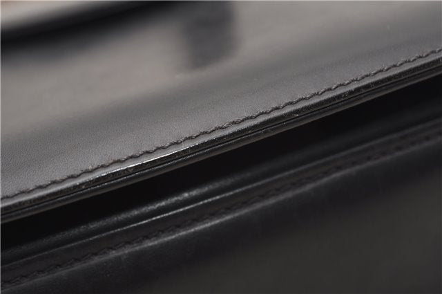 Authentic GUCCI Vintage Bamboo Shoulder Hand Bag Purse Leather Navy Blue 4875F