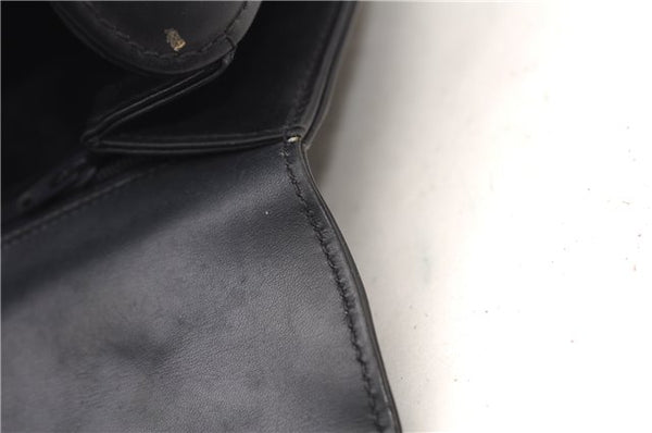 Authentic GUCCI Vintage Bamboo Shoulder Hand Bag Purse Leather Navy Blue 4875F