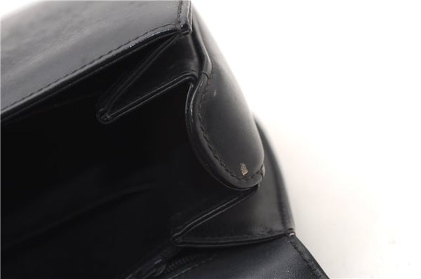 Authentic GUCCI Vintage Bamboo Shoulder Hand Bag Purse Leather Navy Blue 4875F