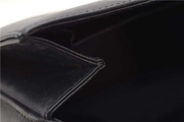 Authentic GUCCI Vintage Bamboo Shoulder Hand Bag Purse Leather Navy Blue 4875F