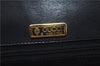 Authentic GUCCI Vintage Bamboo Shoulder Hand Bag Purse Leather Navy Blue 4875F