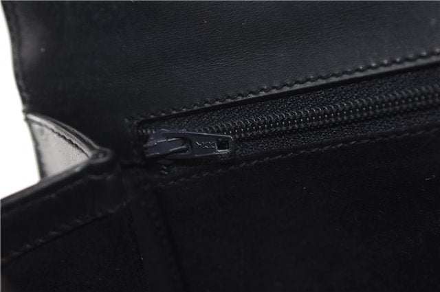 Authentic GUCCI Vintage Bamboo Shoulder Hand Bag Purse Leather Navy Blue 4875F