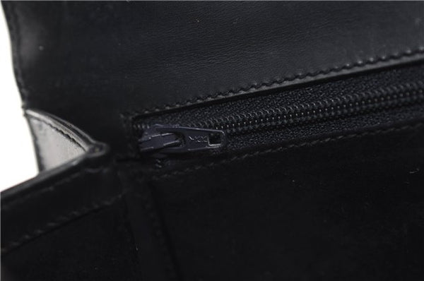 Authentic GUCCI Vintage Bamboo Shoulder Hand Bag Purse Leather Navy Blue 4875F