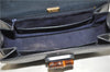 Authentic GUCCI Vintage Bamboo Shoulder Hand Bag Purse Leather Navy Blue 4875F