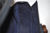 Authentic GUCCI Vintage Bamboo Shoulder Hand Bag Purse Leather Navy Blue 4875F