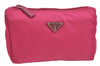 Authentic PRADA Vintage Nylon Tessuto Saffiano Leather Pouch Purse Pink 4875I