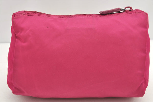 Authentic PRADA Vintage Nylon Tessuto Saffiano Leather Pouch Purse Pink 4875I