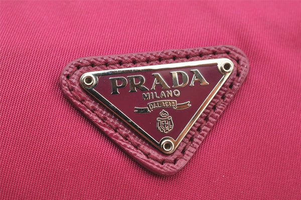 Authentic PRADA Vintage Nylon Tessuto Saffiano Leather Pouch Purse Pink 4875I