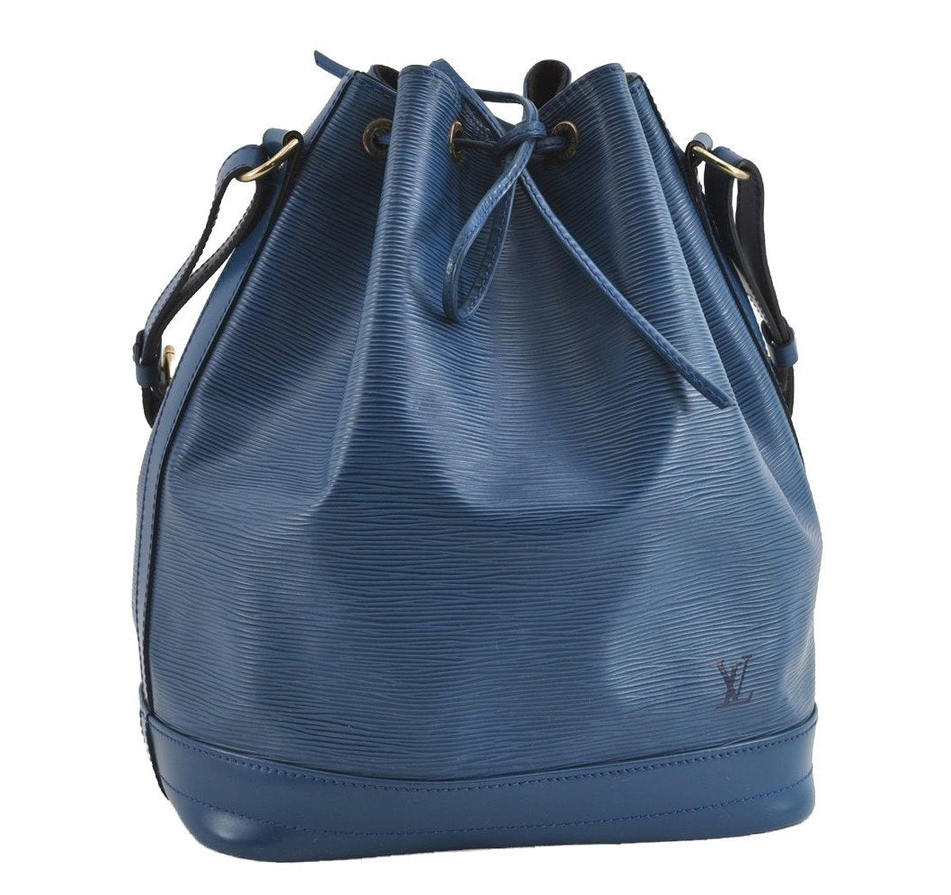 Authentic Louis Vuitton Epi Noe Shoulder Drawstring Bag Blue M44005 LV 4878I
