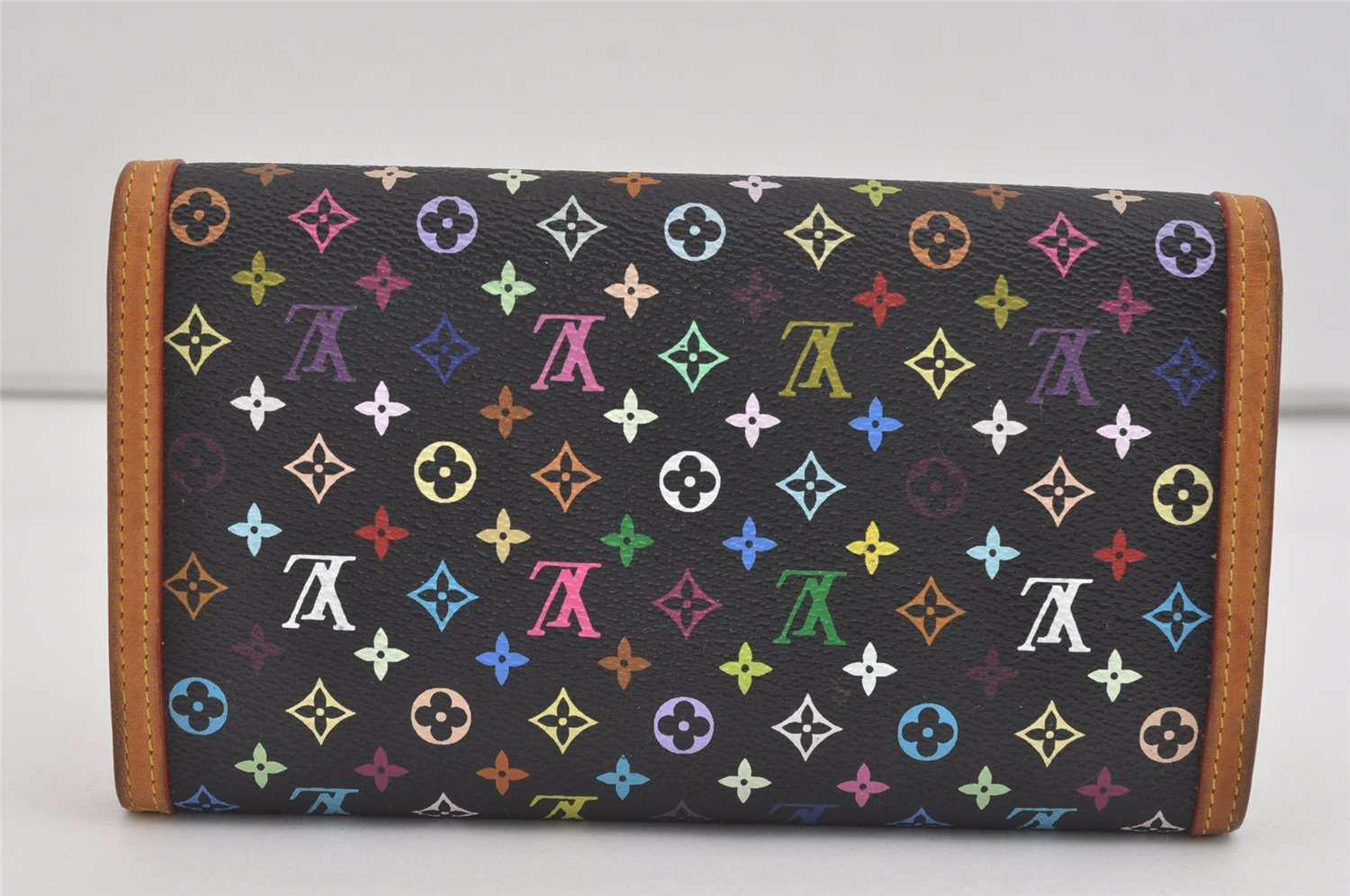 Louis Vuitton Monogram Multicolor Porte Tresor International Wallet Black 4880I