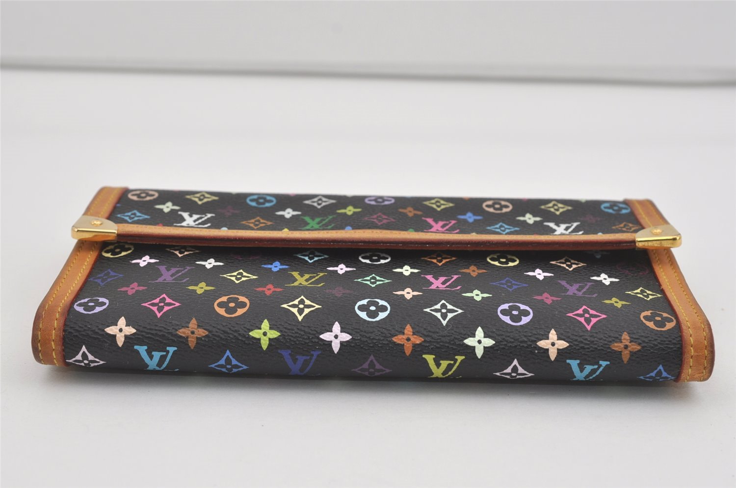Louis Vuitton Monogram Multicolor Porte Tresor International Wallet Black 4880I